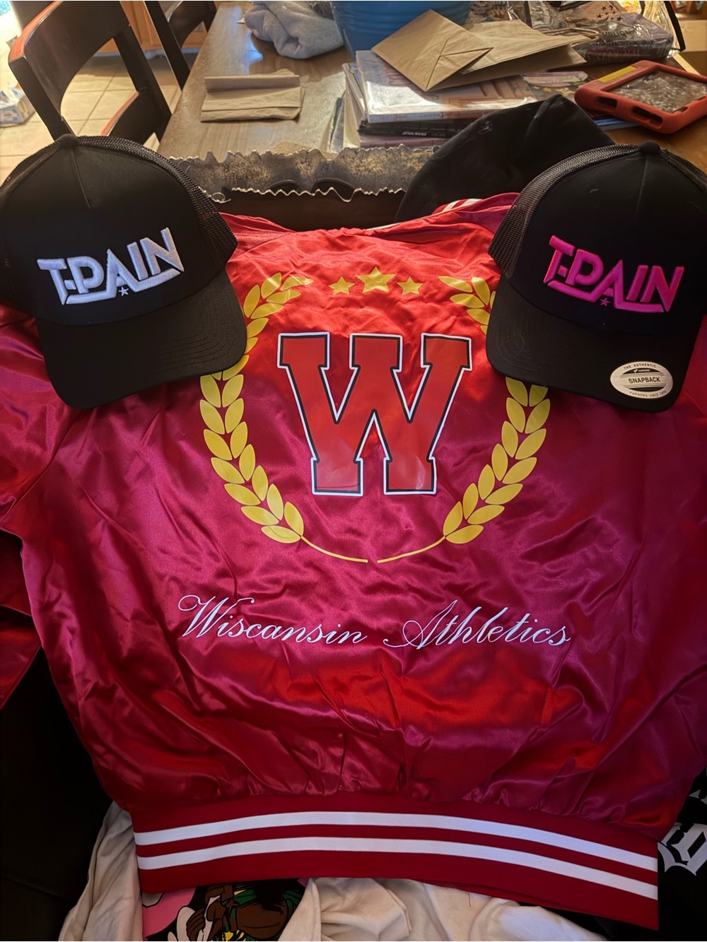 T-Pain jacket and hats from his tour